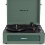 Create record player retro verde sage