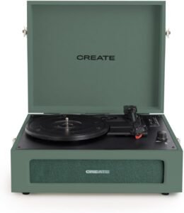 Create record player retro verde sage