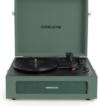 Create record player retro verde sage