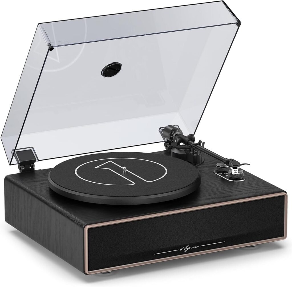 1 BY ONE Tocadiscos HiFi Bluetooth en negro