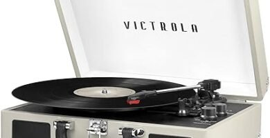Victrola Tocadiscos de Maleta portátil Bluetooth Vintage gris claro