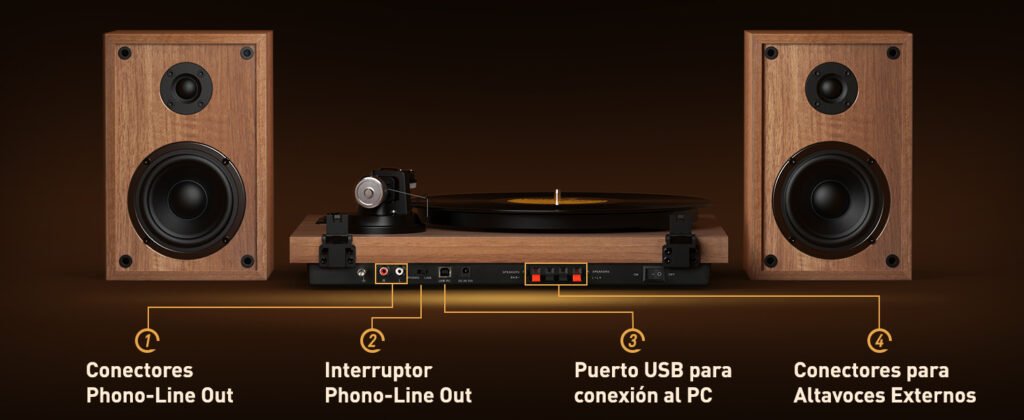 tocadiscos 1 by One Bluetooth HiFi con altavoces salidas RCA