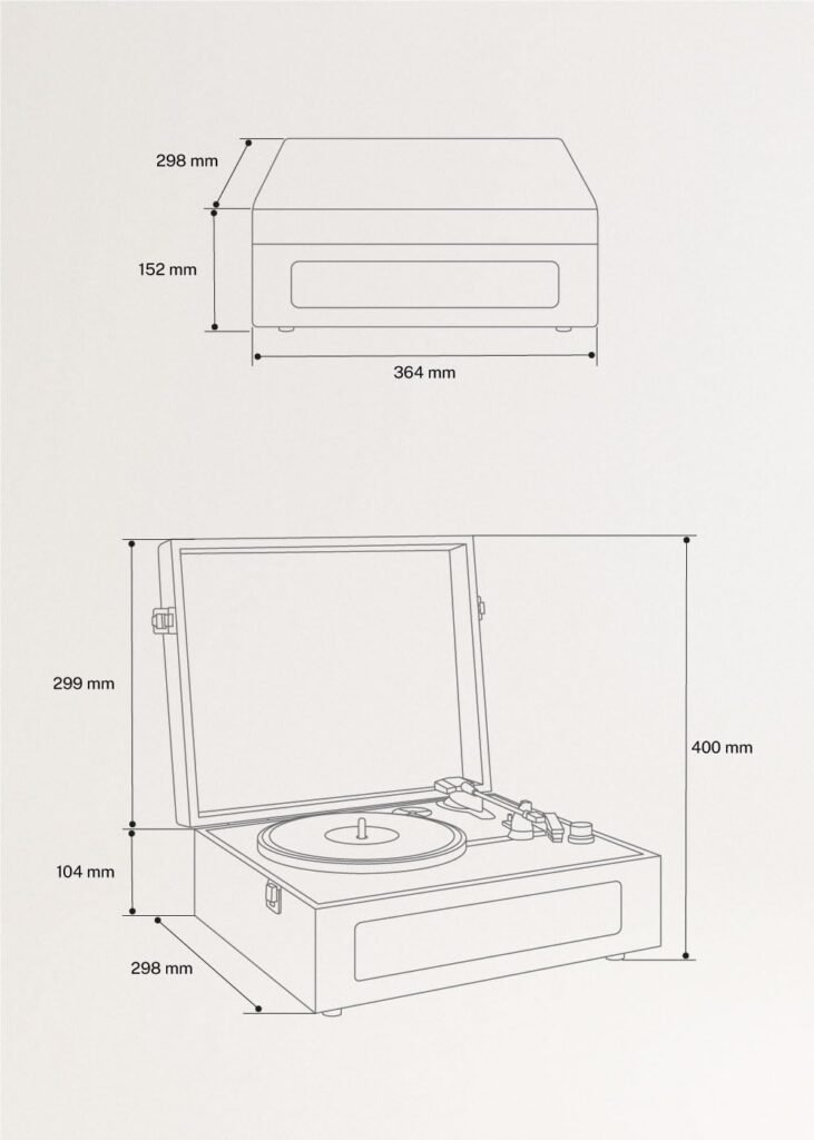 Create Record Player Retro medidas